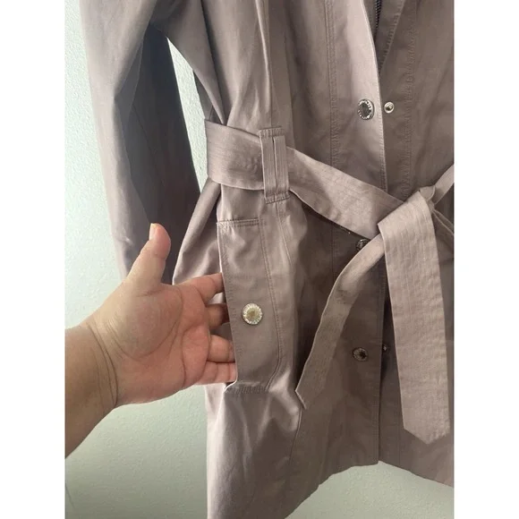 London Fog Tower Women's Trench Coat Jacket Size X-Large Rose Gold Belted - Picture 3 of 14